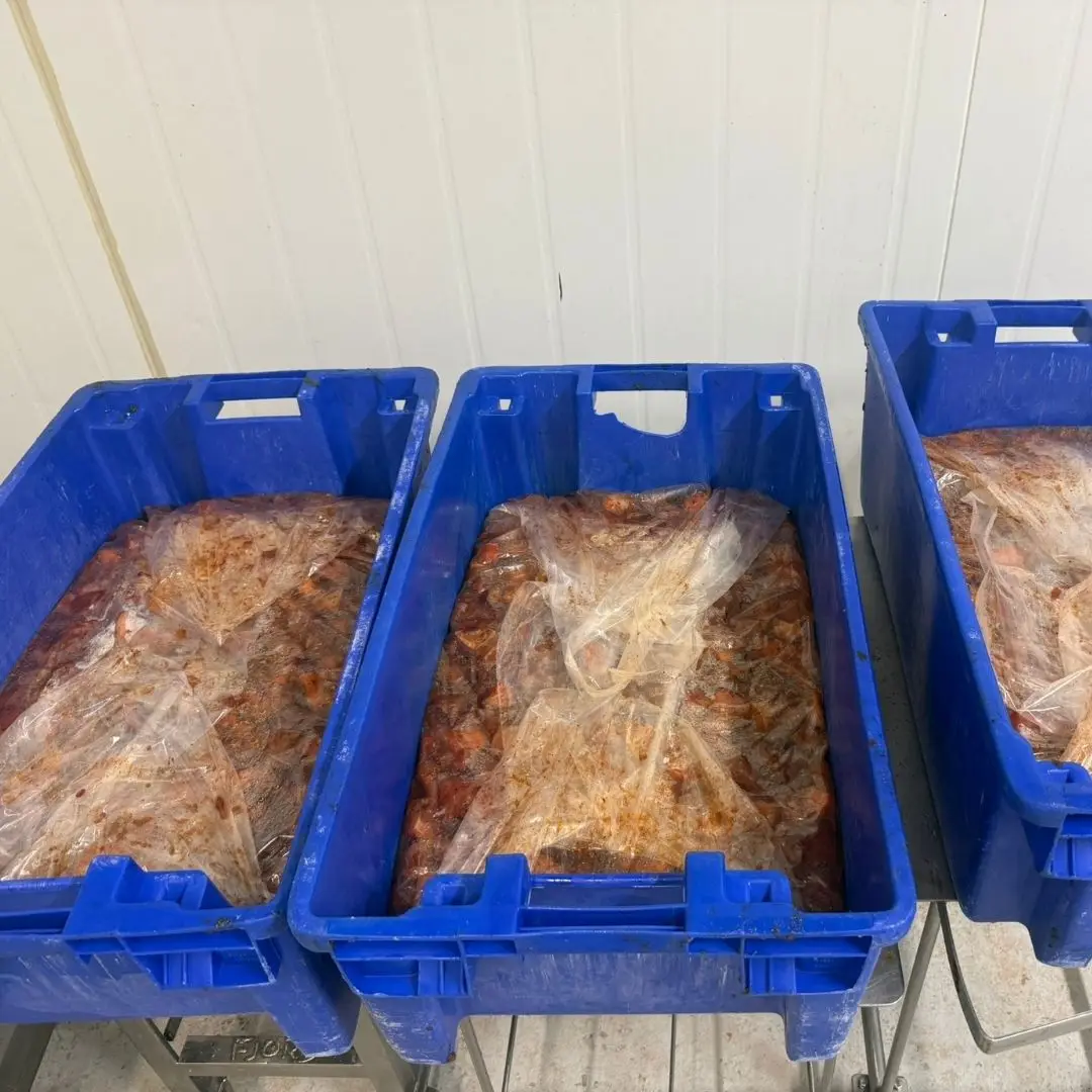 Salmon candy marinating before smoking