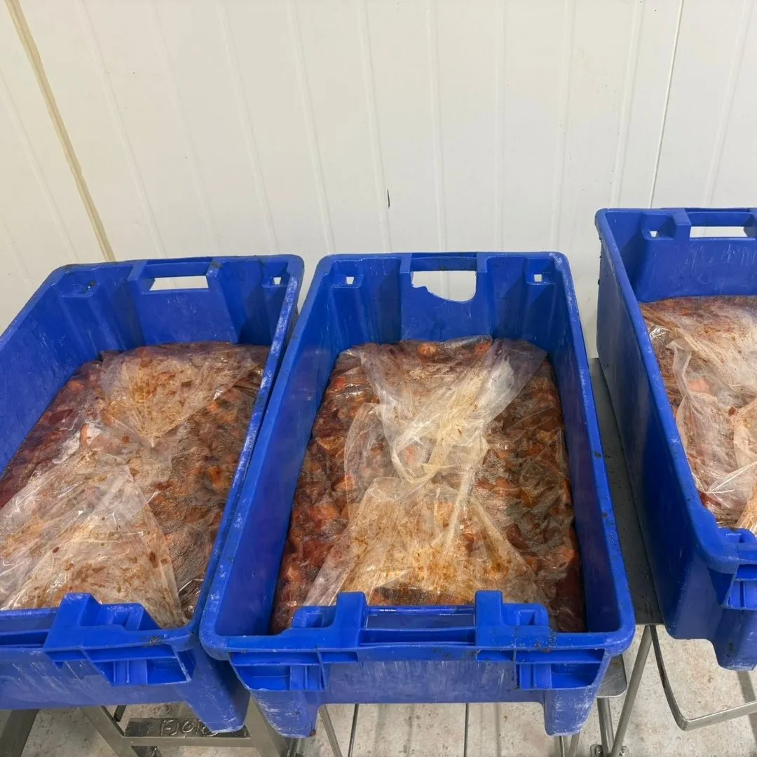 Salmon candy marinating before smoking